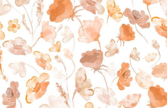Orange Floral Wall Murals