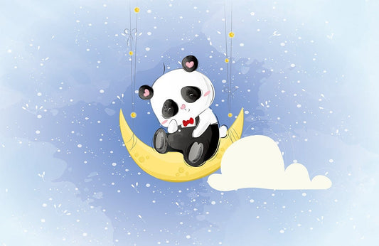 Panda On Moon Wall Murals