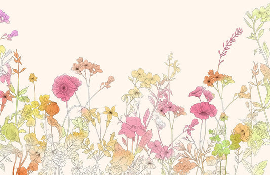 Plain Colored Flowers Wall Murals