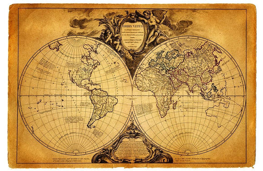 Rustic World Map Wall Murals