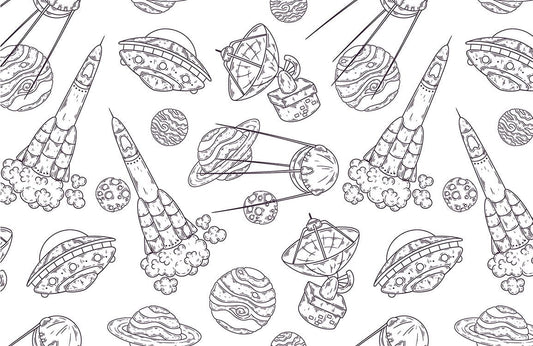 Uncolored Space Sketches ll Wall Murals
