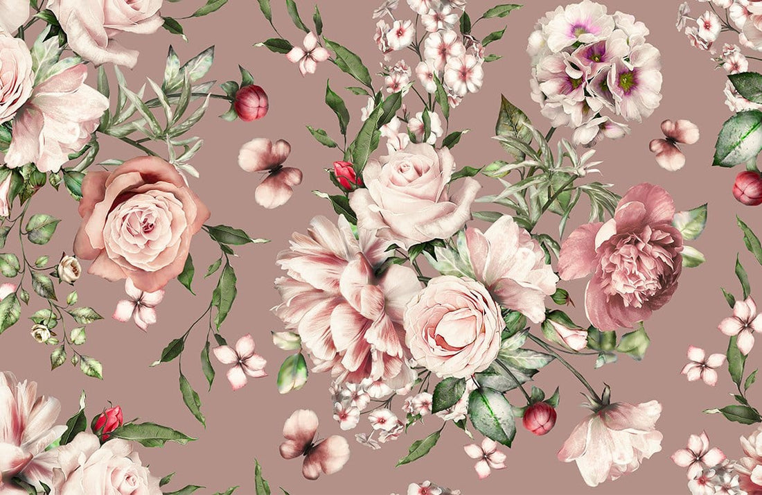 Pink Flower Bush Wall Murals