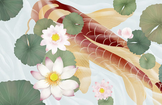 Water Lily & Koi Wall Murals