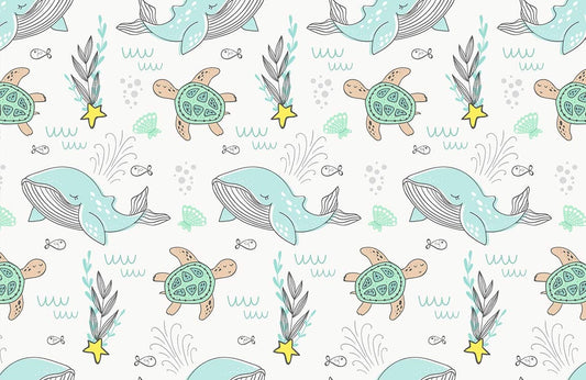 Whale & Turtle Wall Murals