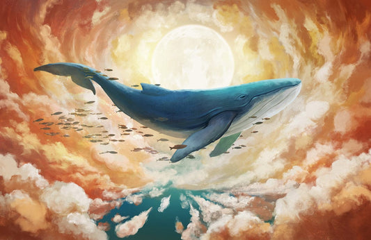 Whale in Clouds Wall Murals