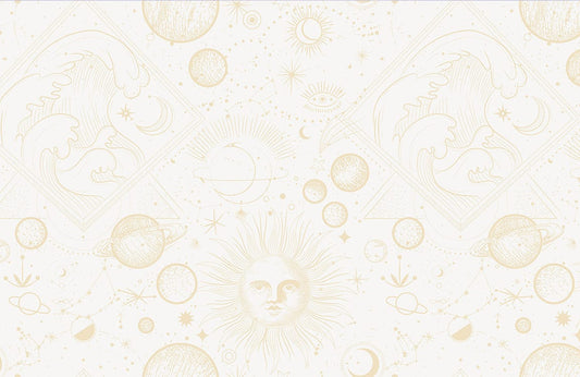 White Astrology & Sun Wall Murals