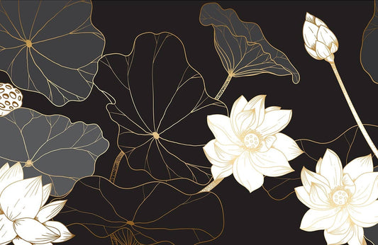 White Lotus Flower Wall Murals